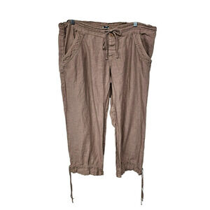 Juicy Couture Cropped Jogger 100% Linen Pants Sz XL Fairy Grunge Y2K Tan